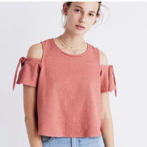 Madewell Skylar Pink Cold Shoulder Textured Top
